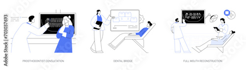 Reconstructive dentistry abstract concept vector illustrations.