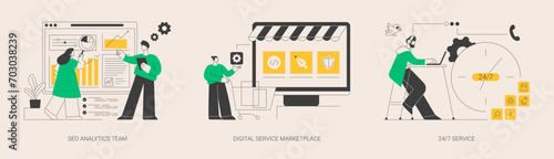 Online services abstract concept vector illustrations.