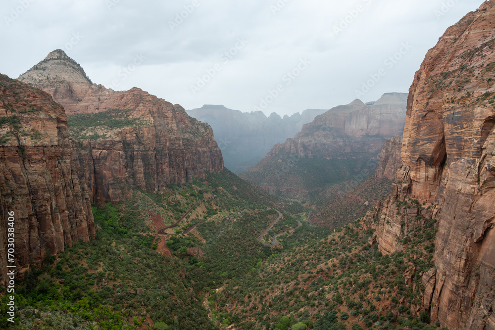 Mount Carmel Road In The Valley Below East Temple And Bridge Mountain Mount Carmel Road In The Valley Below East Temple And Bridge Mountain