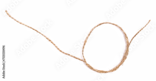 String, round line yarn isolated on white , top view