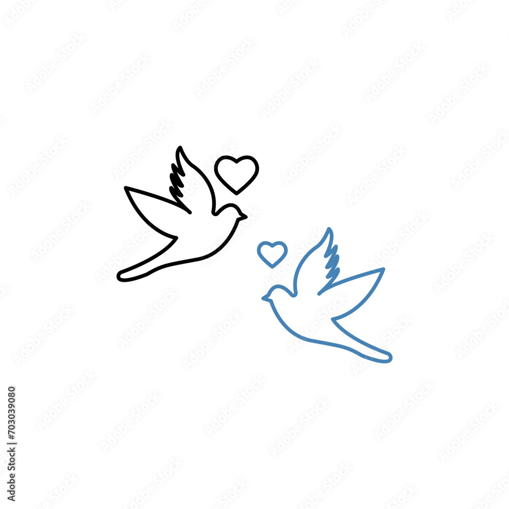 love birds concept line icon. Simple element illustration. love birds concept outline symbol design. love birds concept line icon. Simple element illustration. love birds concept outline symbol design.