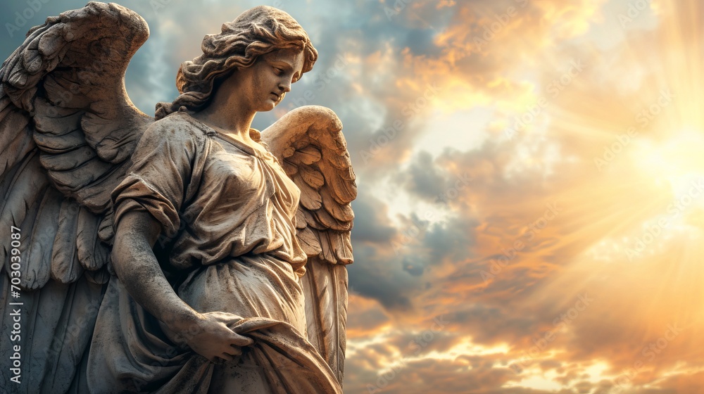 Resurrected angel ascending to heaven in a breathtakingly beautiful ...