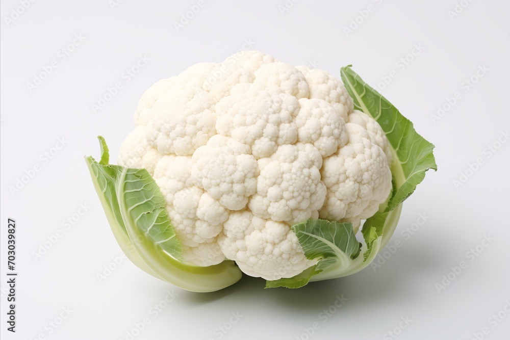 Fresh and vibrant cauliflower on clean white background for advertisements and packaging designs Fresh and vibrant cauliflower on clean white background for advertisements and packaging designs