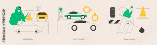 Road safety abstract concept vector illustrations.