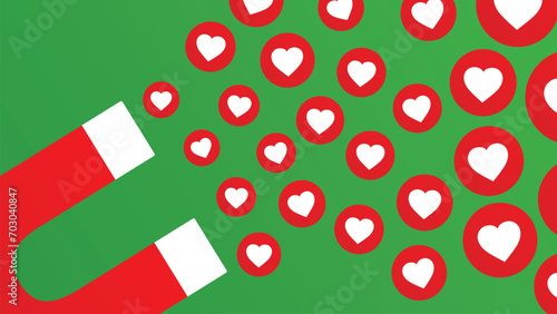 Magnet Attracting Social Media Likes Concept