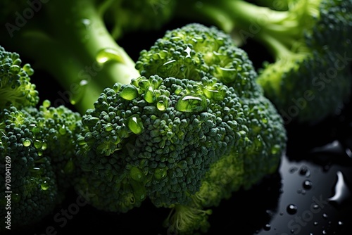 Broccoli in a pile on a market. Broccoli on a surface