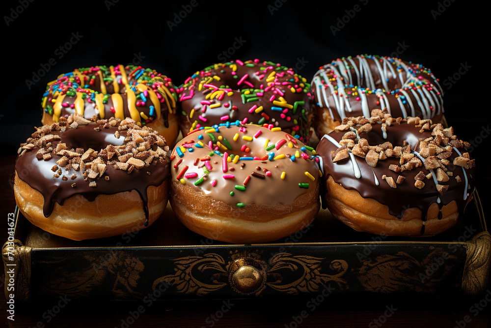 donuts, doughnuts, fried dough, pastries, sweet rings, treats, icing baking pastries chocolate marshmallow tasty yummy delicious, sugar round unhealthy fat food glazed candy.