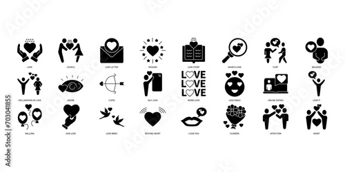 love icons set. Set of editable stroke icons.Vector set of love photo