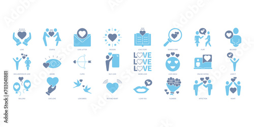love icons set. Set of editable stroke icons.Vector set of love