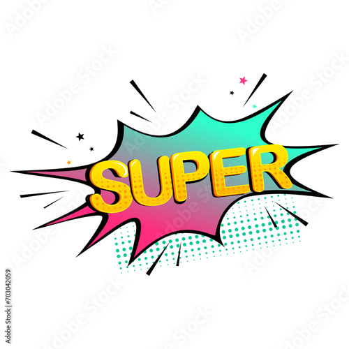 Lettering vintage super sale logo template illustration. Cartoon exclusive font label tag expression
