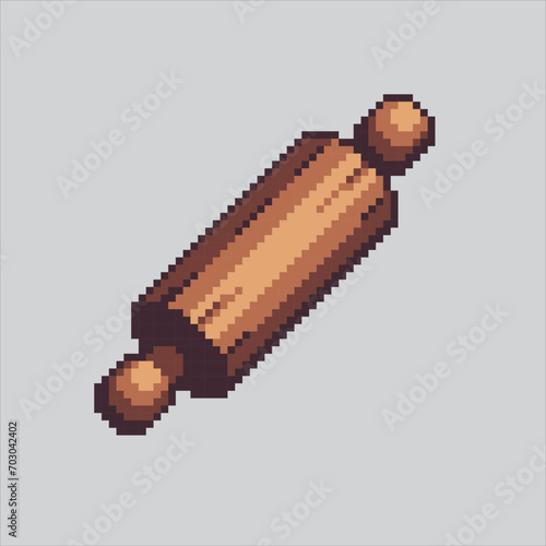 Pixel art illustration Rolling Pin. Pixelated Rolling Pins. Kitchen Rolling Pins pixelated for the pixel art game and icon for website and video game. old school retro. 