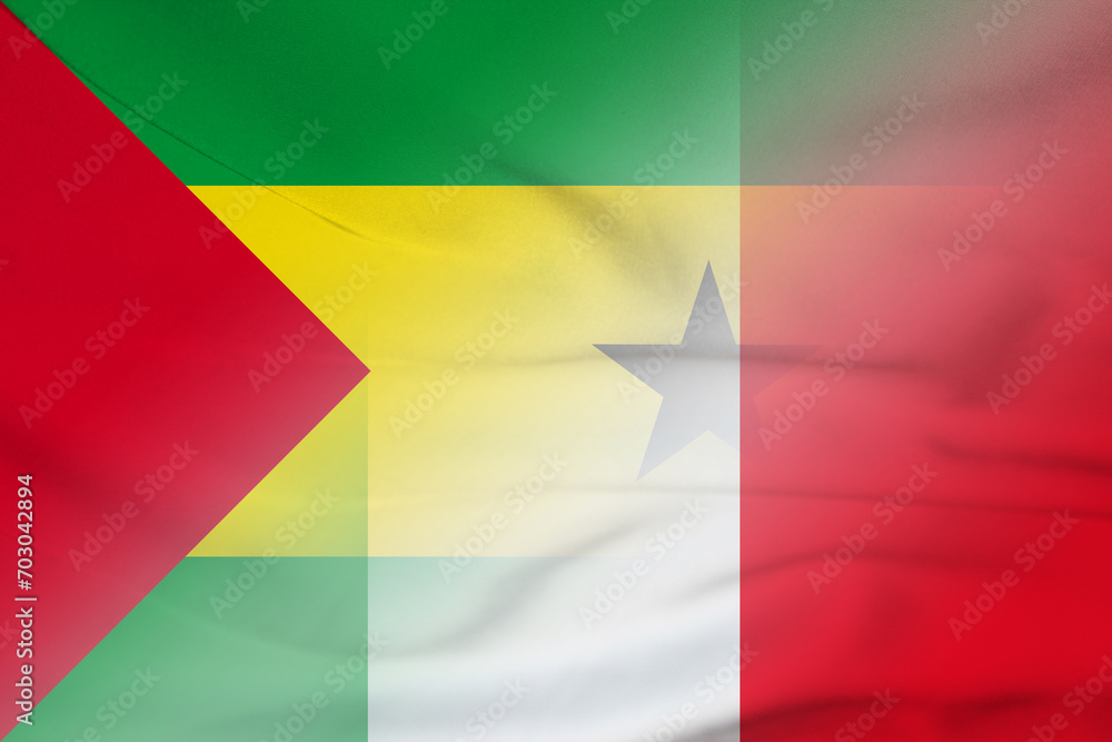 Obraz premium Sao Tome and Principe and Italy government flag transborder negotiation ITA STP