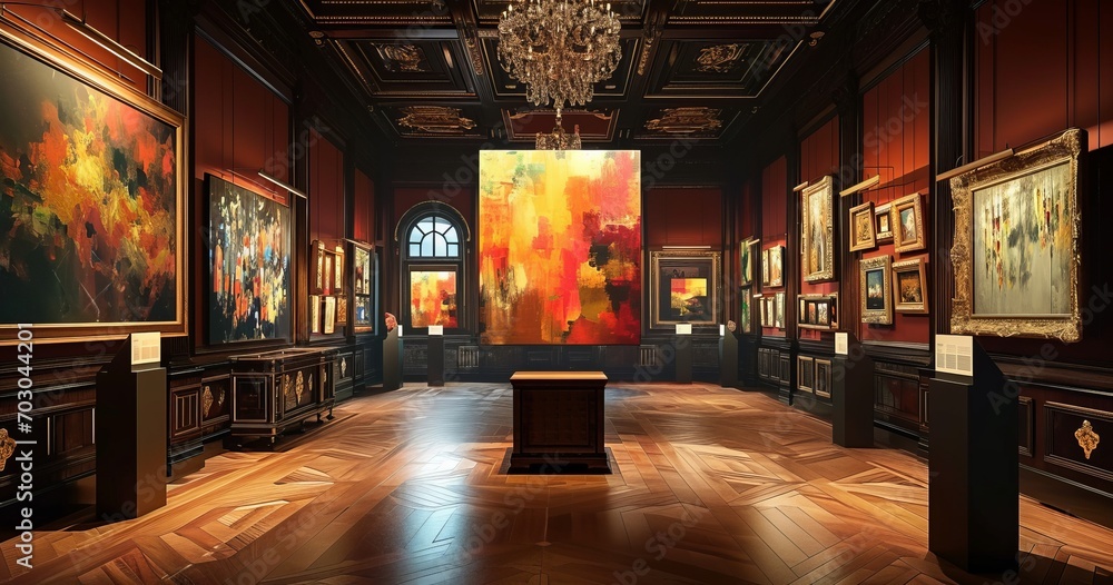 Interior of the National Gallery, Clore Room. The National Gallery is an art museum. - obrazy, fototapety, plakaty 