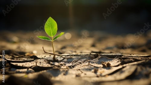 A Resilient Leaf Thriving Amidst Difficult Conditions: Symbolic Growth in Dry Soil