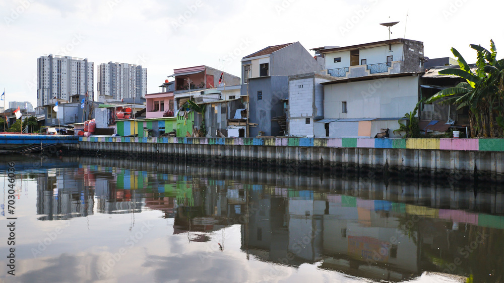 The poor neighborhoods of Jakarta, the capital of Indonesia. The poor neighborhoods of Jakarta, the capital of Indonesia.