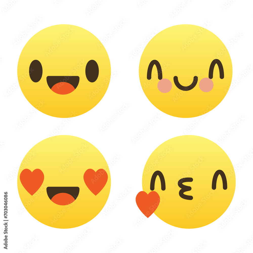 Vector mixed emoji set illustration on white
