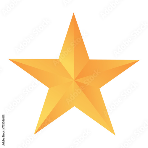 Vector golden fivepointed star on white background