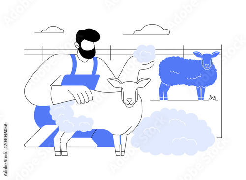 Sheep wool production isolated cartoon vector illustrations.