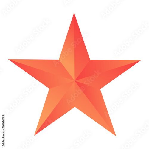 Vector red fivepointed star on white background photo
