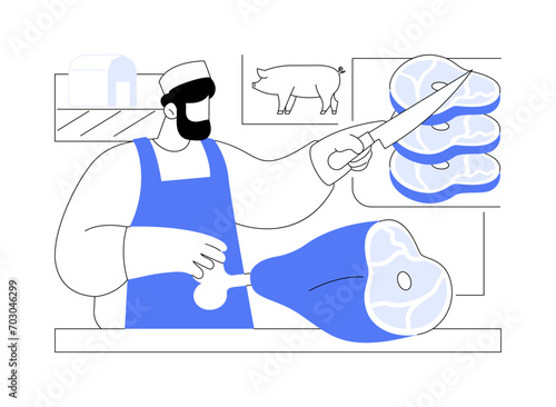 Farm meat products isolated cartoon vector illustrations.