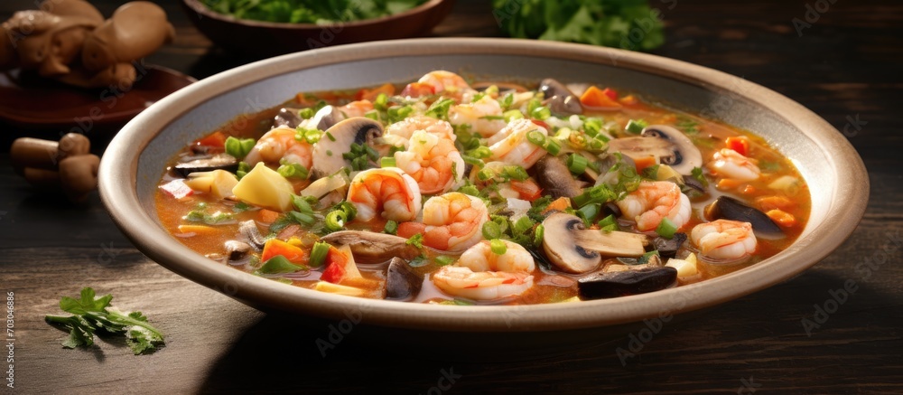 Delicious seafood soup with nutritious ingredients