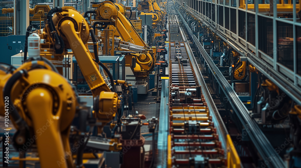 manufacturing cars automation, robots on the assembly lines