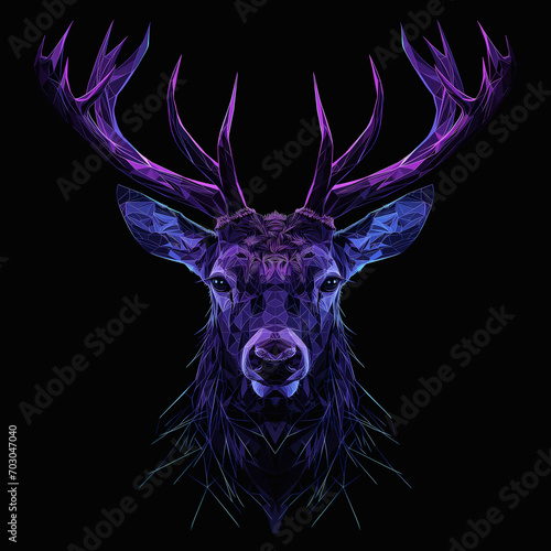 illustration of a deer head, light in black design © alex