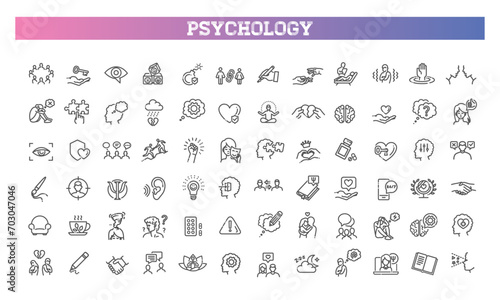 Psychology and mental line icons collection