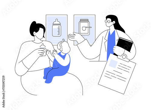 Kids feeding problems abstract concept vector illustration.