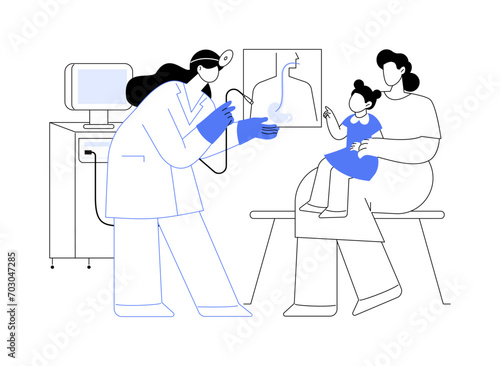 Endoscopic diagnostic tests in children abstract concept vector illustration.