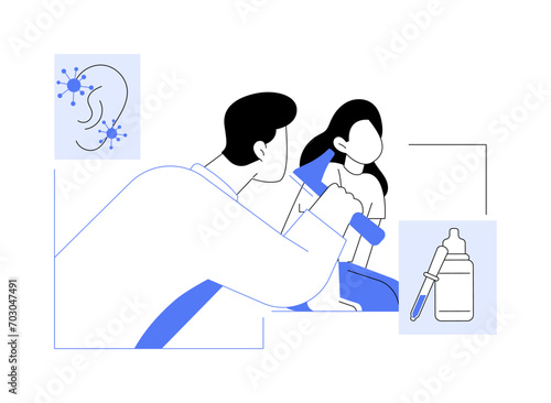 Ear infections in kids abstract concept vector illustration.