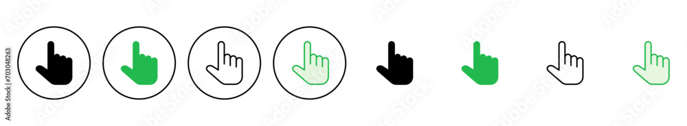 Hand cursor icon set. click icon vector. hand click. pointer Hand cursor icon set. click icon vector. hand click. pointer
