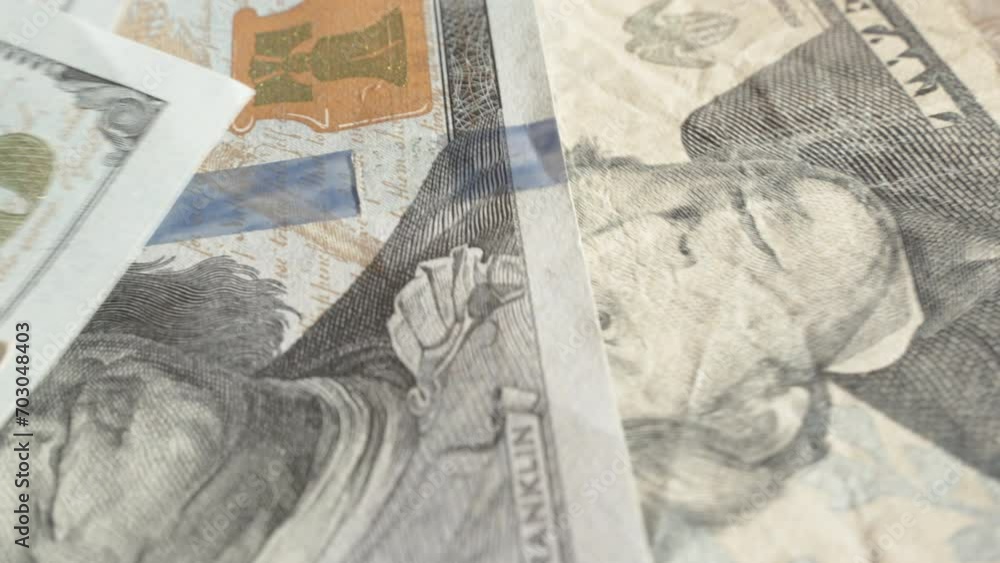 Counting One Hundred Dollar Bills, with Twenties Mixed in Between. Close-Up. Counting One Hundred Dollar Bills, with Twenties Mixed in Between. Close-Up.