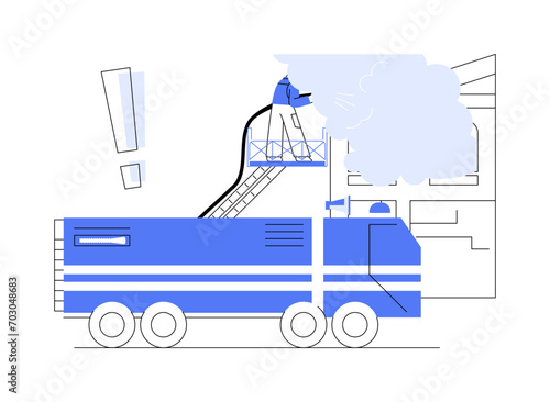 Aerial firefighting ladder abstract concept vector illustration.