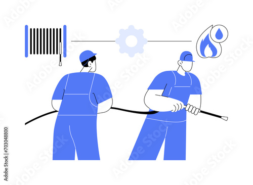Fire hose abstract concept vector illustration.