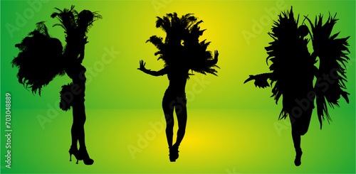 siluetas bailarines, carnaval, brasil, samba, poses