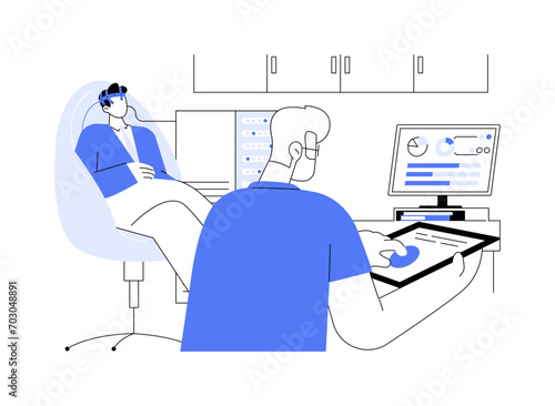 Brain-computer interface development abstract concept vector illustration.