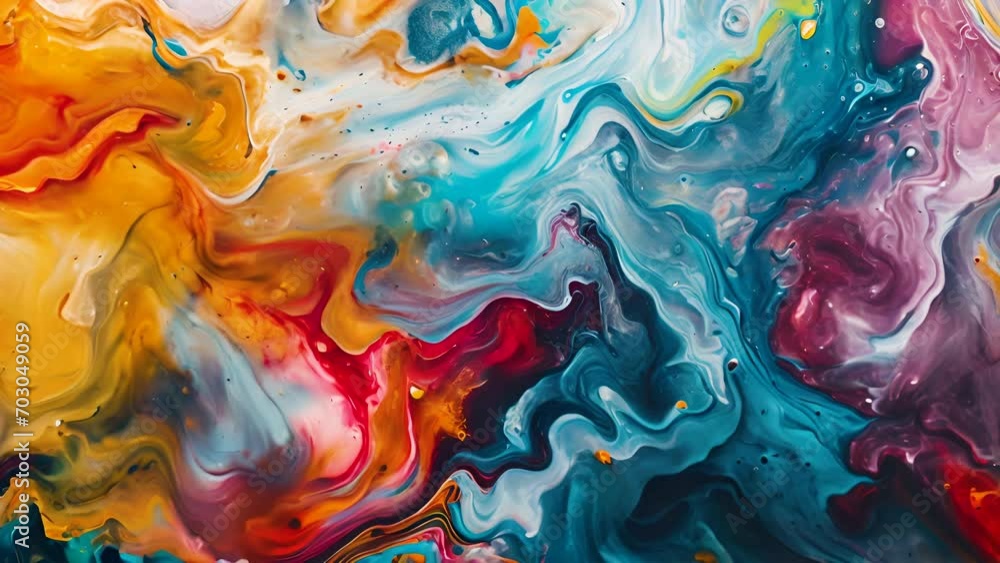 Multicolored morphing liquid paint abstract background