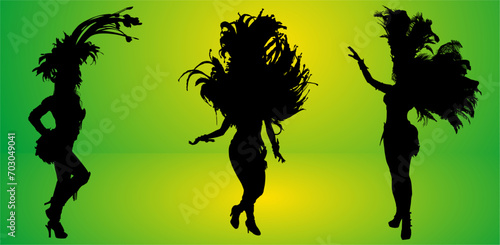 siluetas bailarines, carnaval, brasil, samba, poses