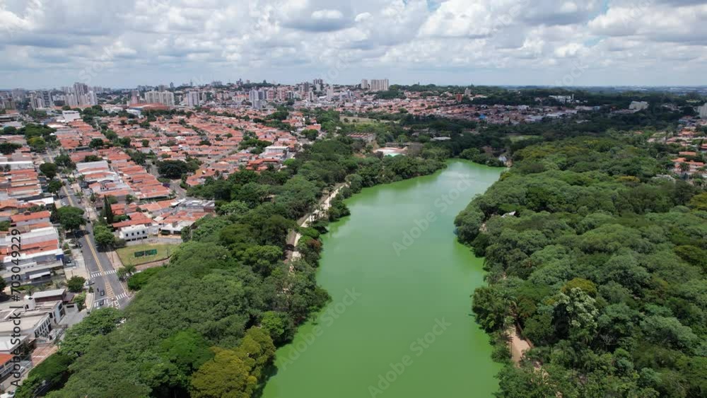 Aerial view of Taquaral park in Campinas, São Paulo. In the background, the neighborhood of Cambui. Aerial view of Taquaral park in Campinas, São Paulo. In the background, the neighborhood of Cambui.