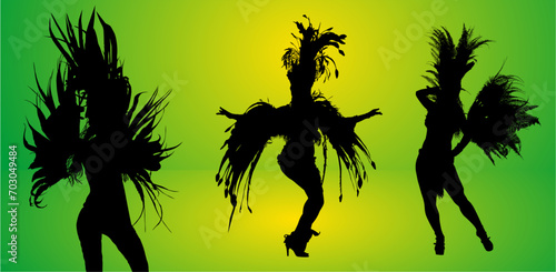 siluetas bailarines, carnaval, brasil, samba, poses