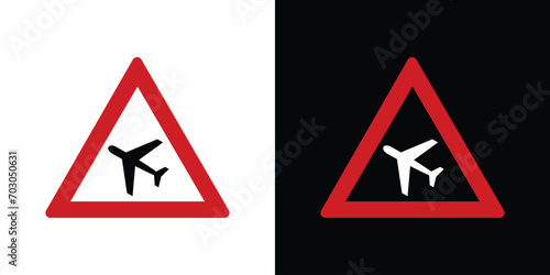 plane travel ahead warning sign on a white background