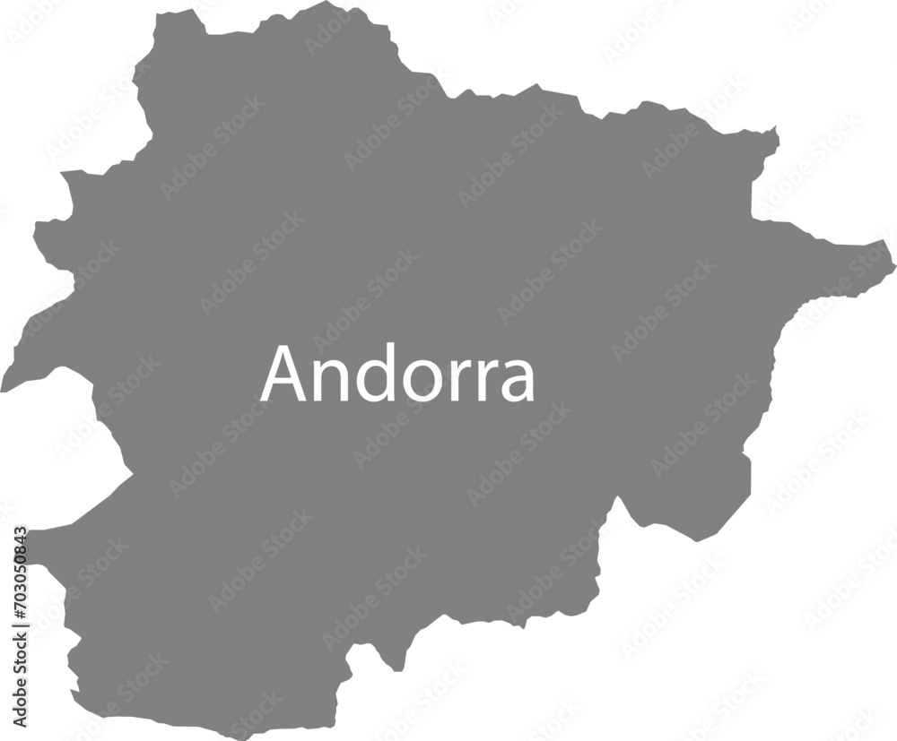 Gray map of Andorra with the inscription of the name of the country inside map Gray map of Andorra with the inscription of the name of the country inside map