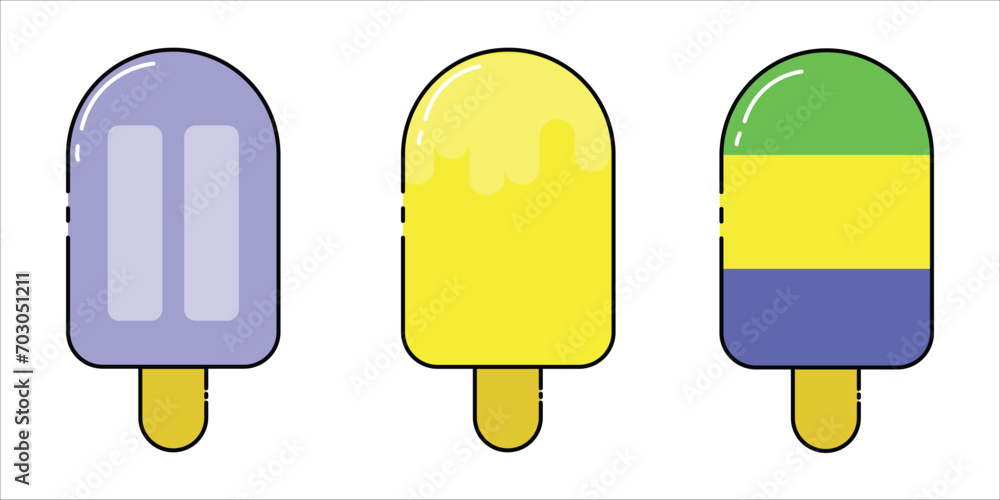 Ice cream lollies or Popsicles vector illustration flat design Ice cream lollies or Popsicles vector illustration flat design