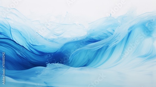 A painting of blue waves on a white background