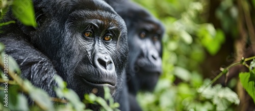 Gorillas in Rwanda's national park. photo