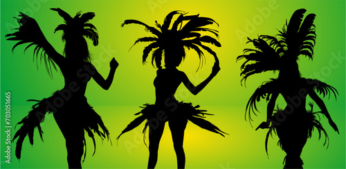 siluetas bailarines, carnaval, brasil, samba, poses