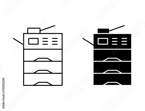 Copy Machine outline icon collection or set. Copy Machine Thin vector line art