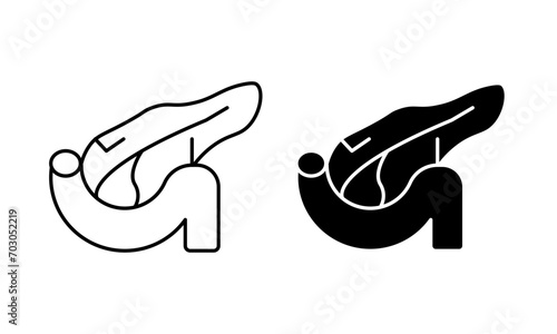 pancreas outline icon collection or set. Pancreas Thin vector line art