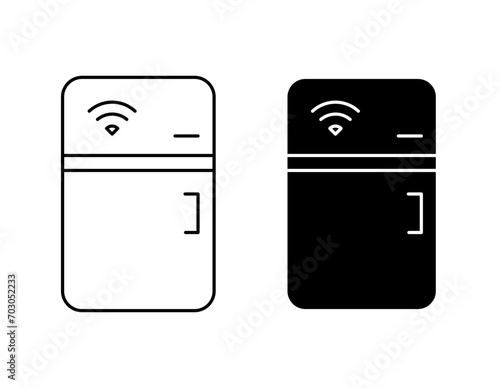 smart fridge outline icon collection or set. smart fridge Thin vector line art